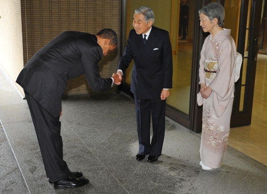 Барак Обама и император Акихито с супругой